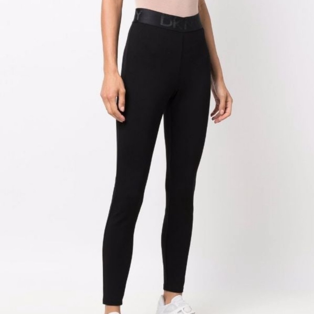 DKNY Waistband Logo Black Leggings Size L